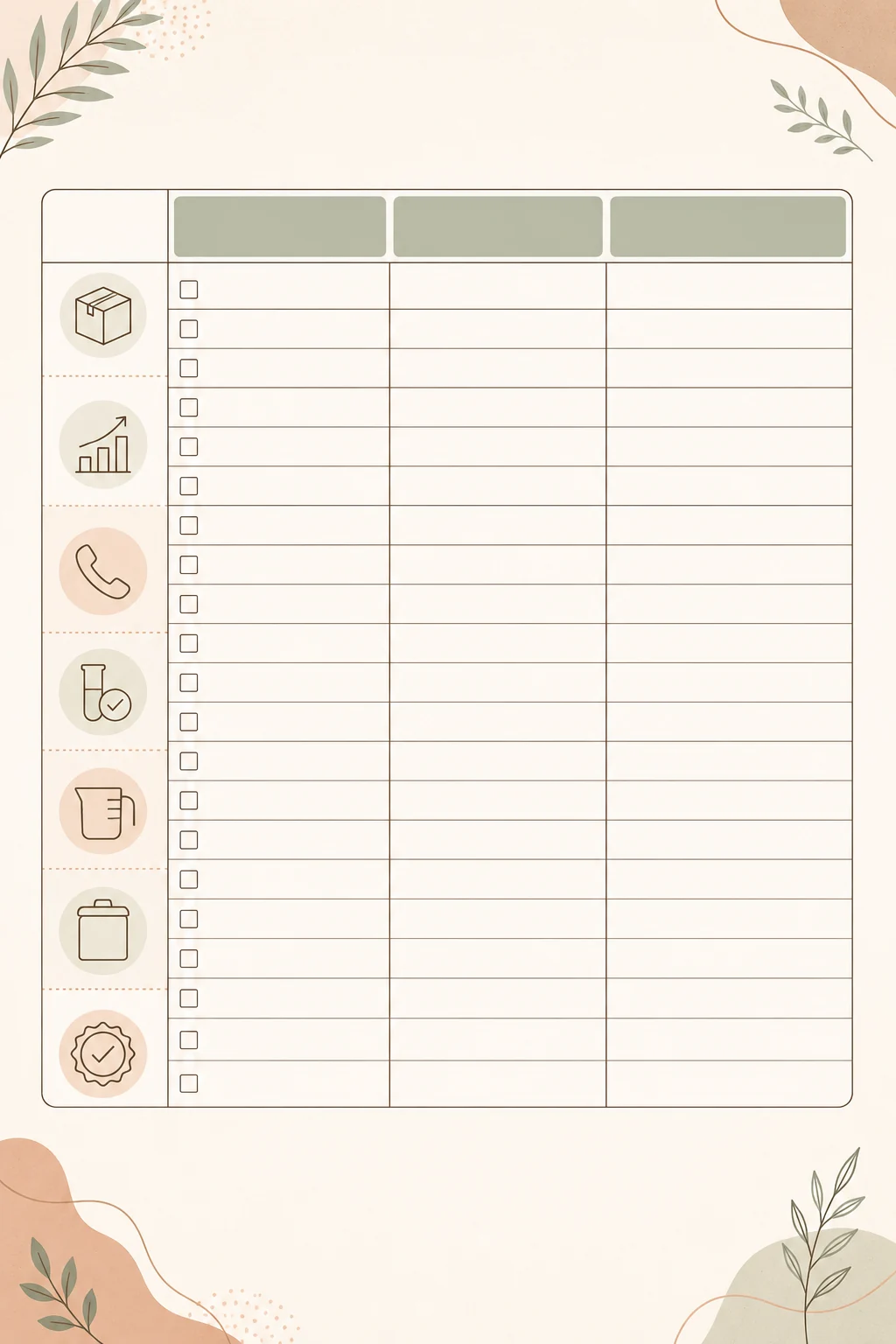 Three-column puppy food comparison worksheet with blank rows for adequacy, size fit, transparency, and practical notes