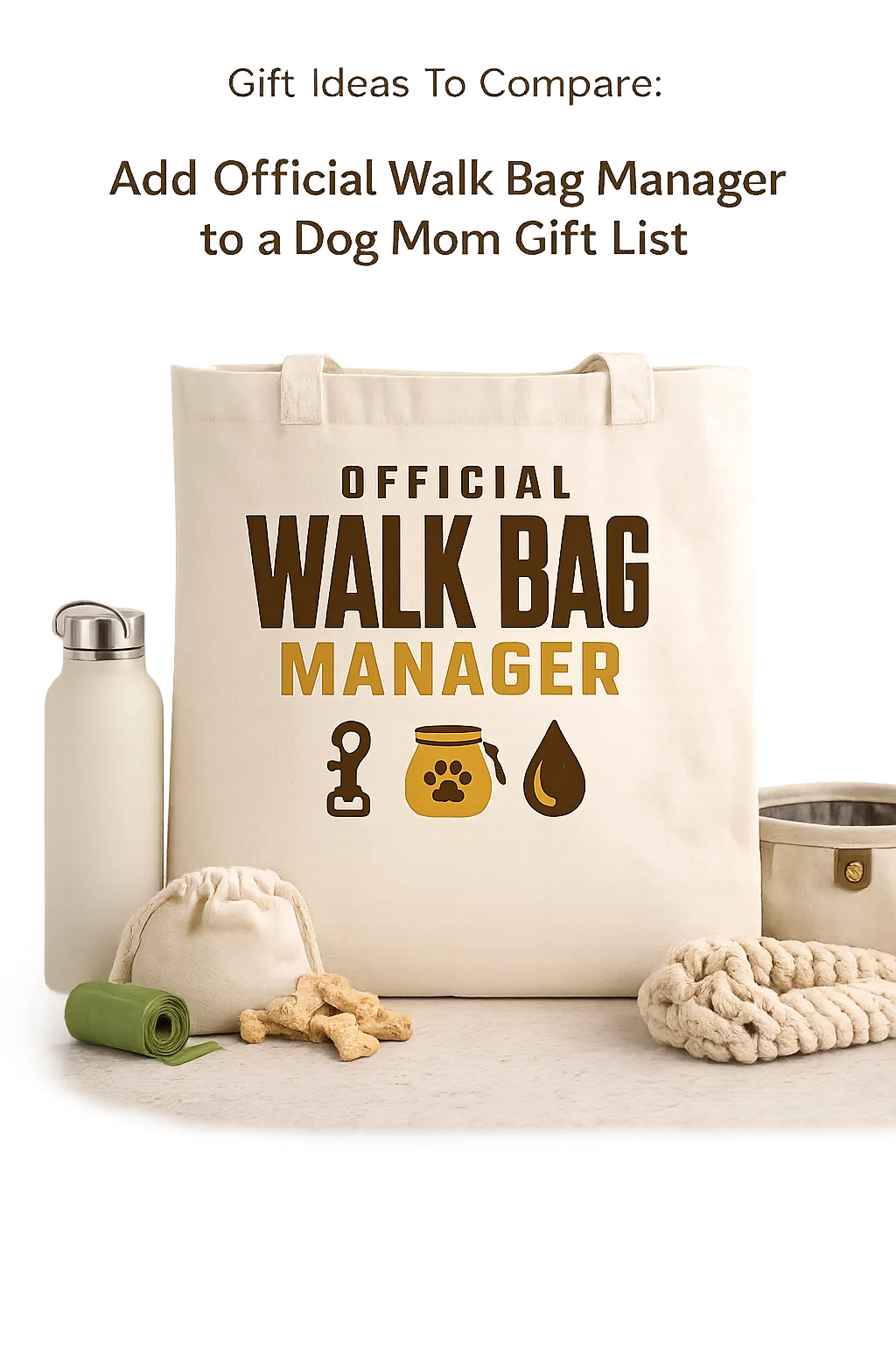 Official Walk Bag Manager tote shown in a minimal capsule collection with two supporting products that have blank surfaces